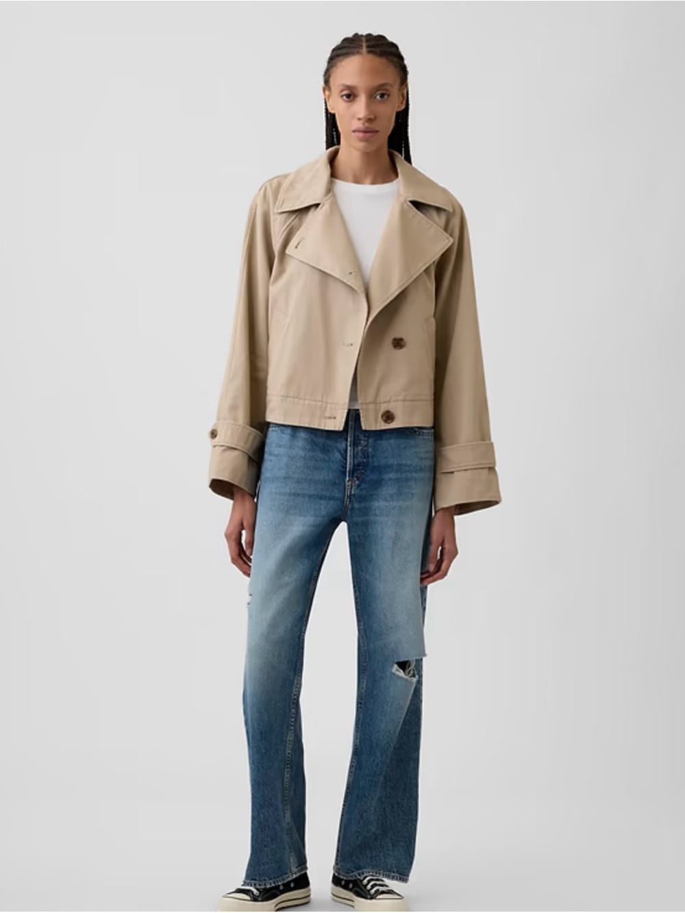 GAP Women's Beige Cropped Trench Coat